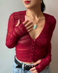 MANILA Sheer Ruched Top