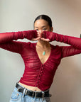 MANILA Sheer Ruched Top