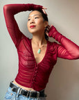 MANILA Sheer Ruched Top