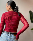 MANILA Sheer Ruched Top