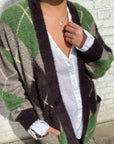 FAY Fuzzy Jacquard Cardigan