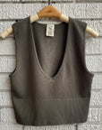 Bamboo Deep V Ribbed Top