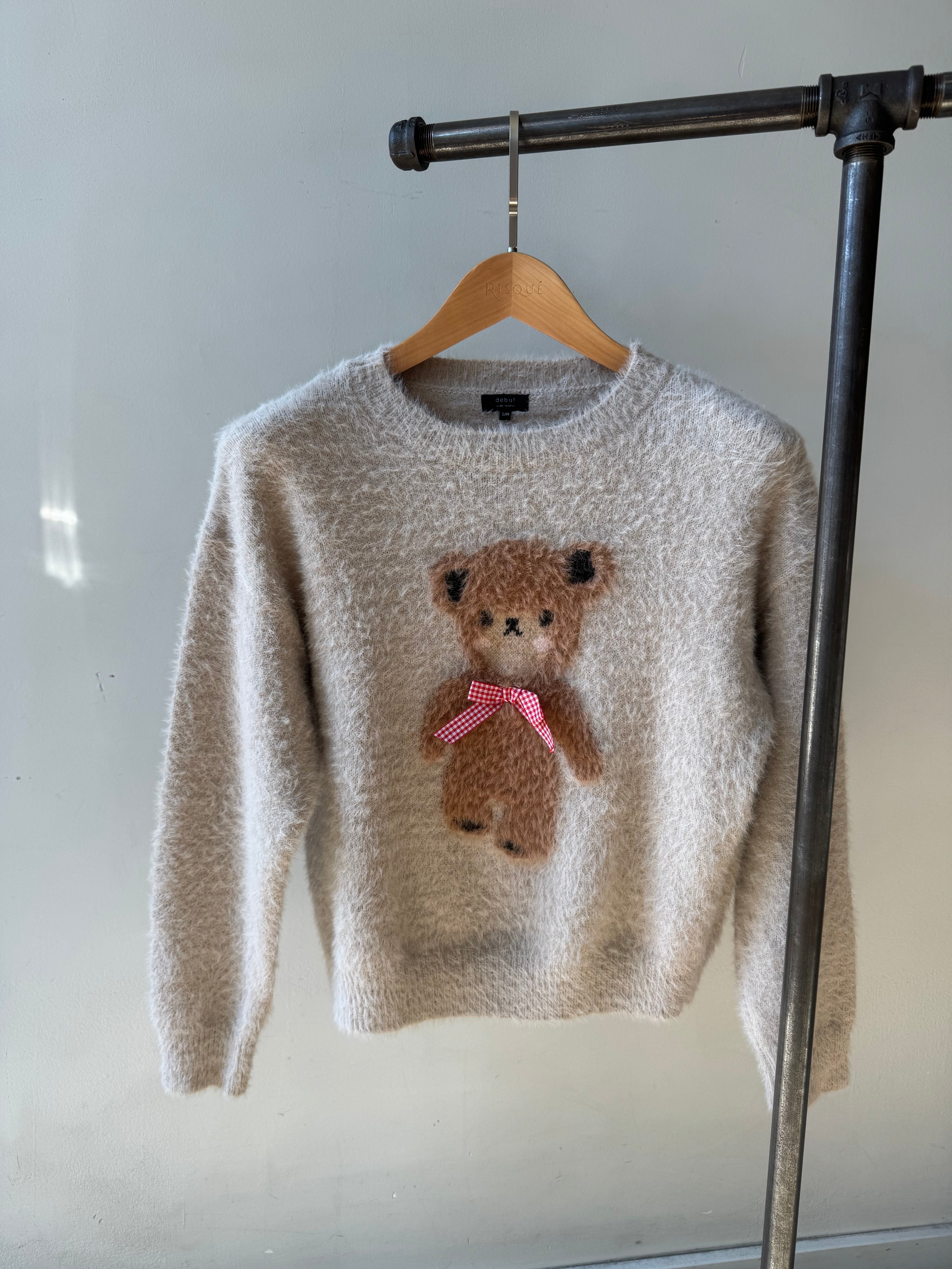 TEDDY BEAR HAND KNIT TOPS ベージュ01 Knitted Teddy bear – The CroChic Shop