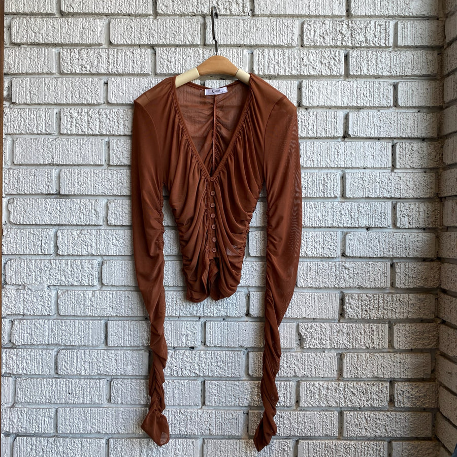 MANILA Sheer Ruched Top