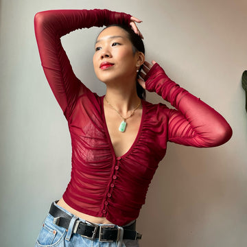 MANILA Sheer Ruched Top