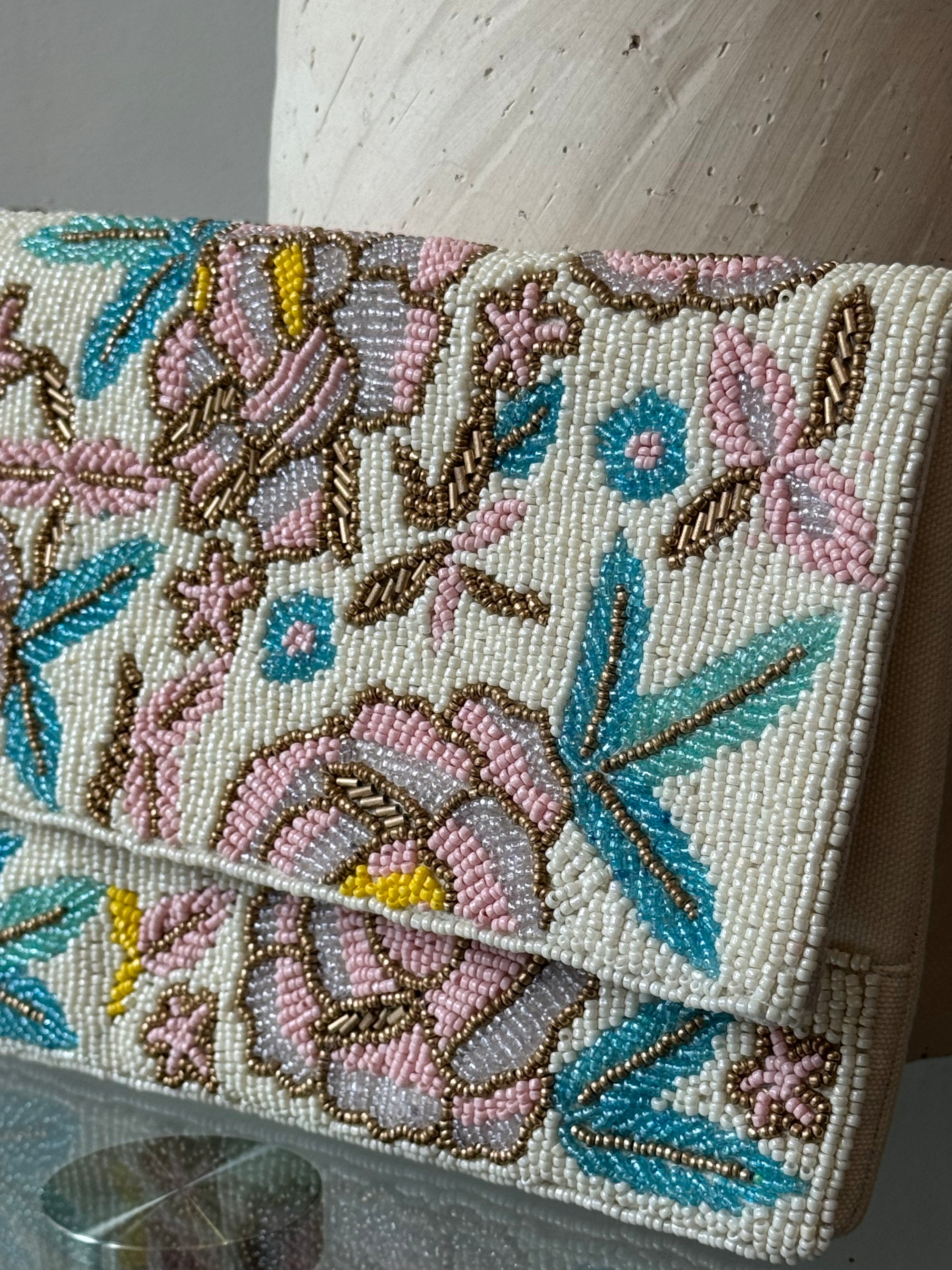 Floral Beaded Shoulder Bag