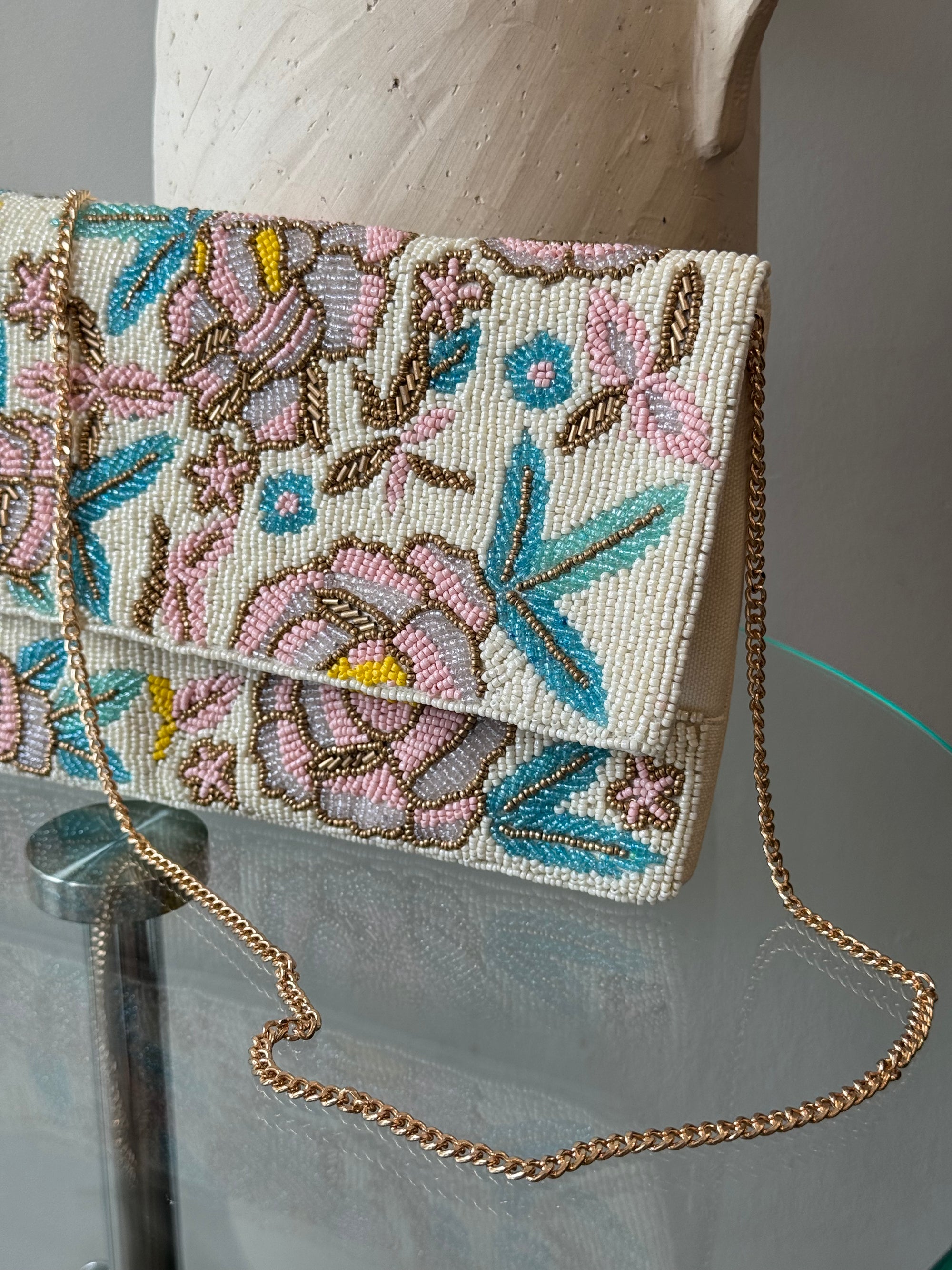 Floral Beaded Shoulder Bag