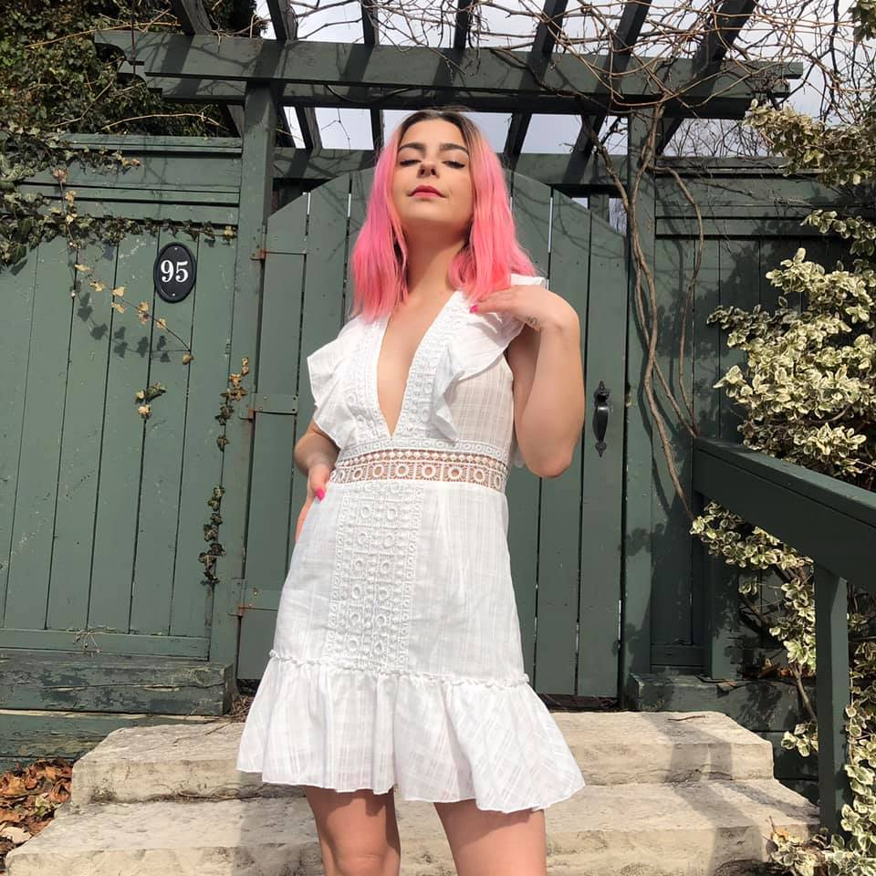POPPI Deep V Tie Back Dress