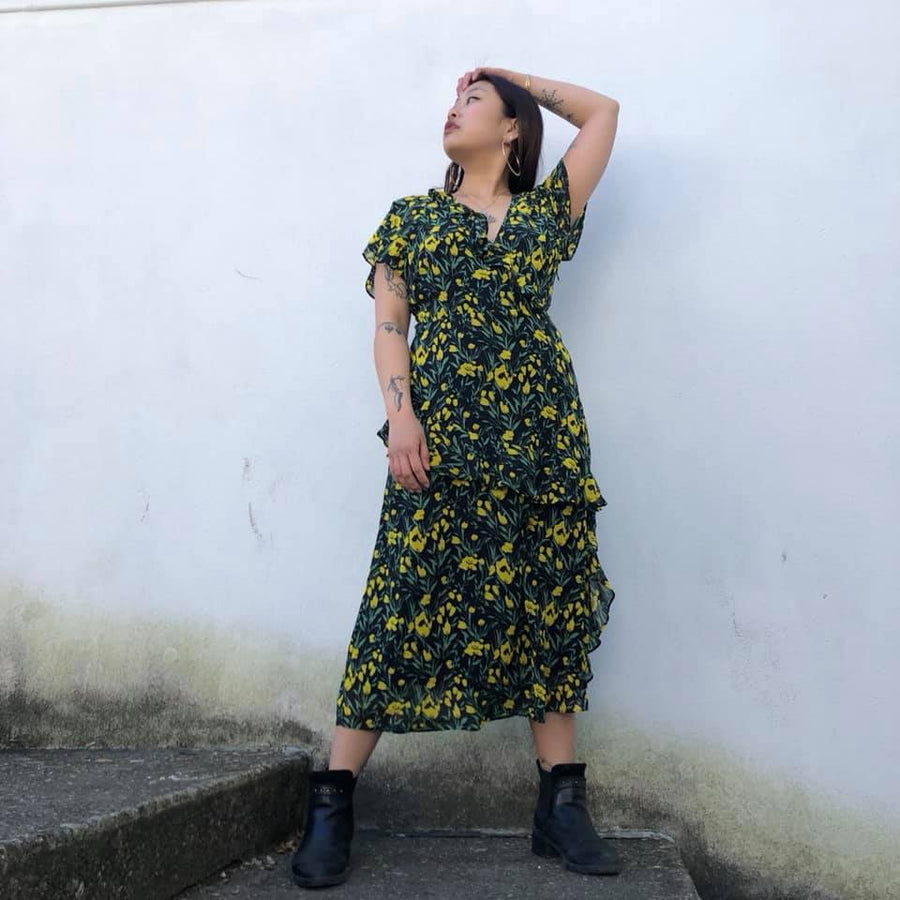 RUBY Floral ruffle Midi Dress