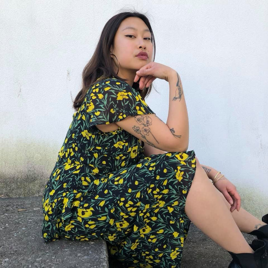 RUBY Floral ruffle Midi Dress