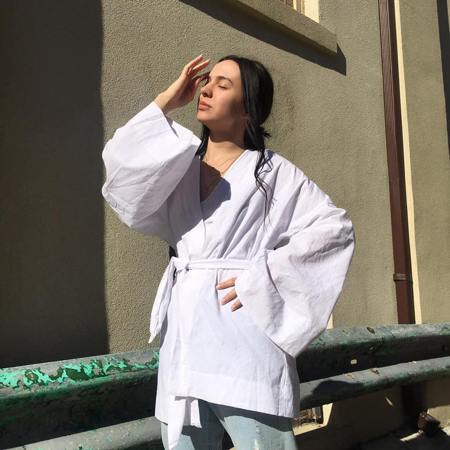 GINA Linen Belted Wrap Jacket