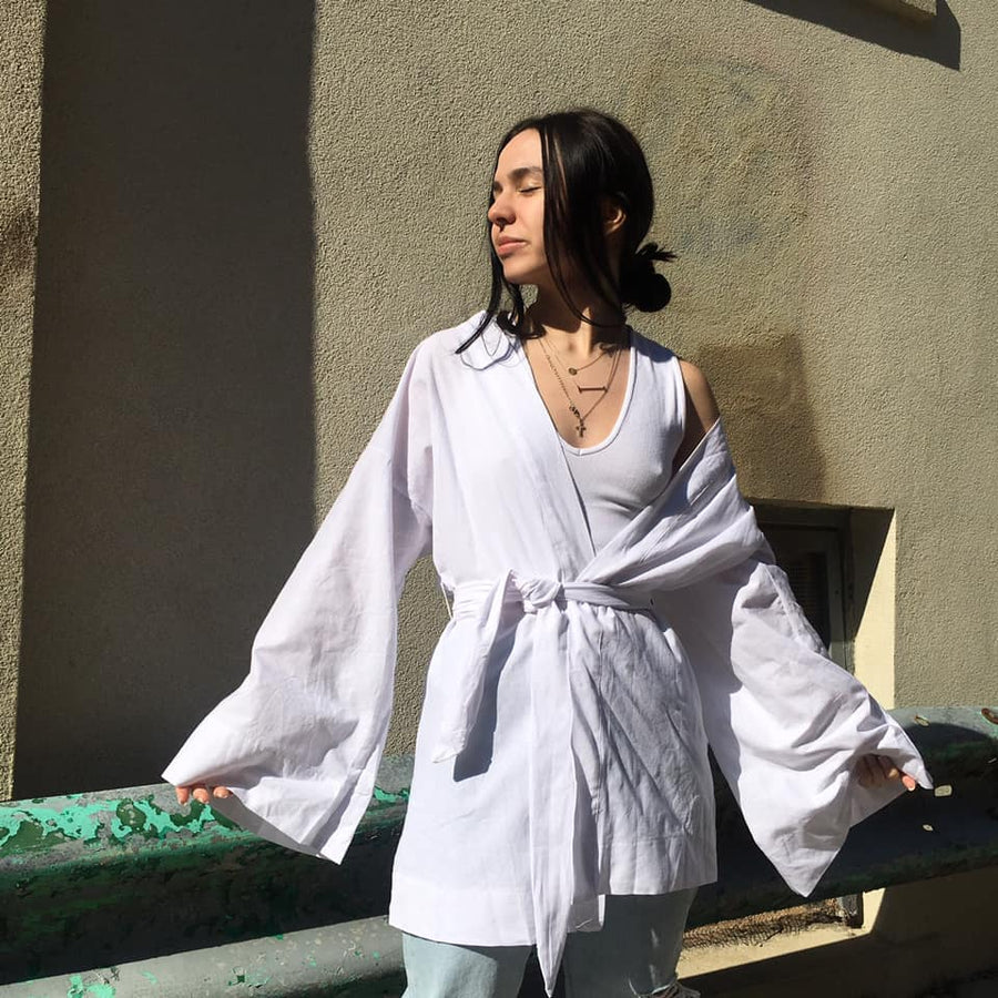 GINA Linen Belted Wrap Jacket