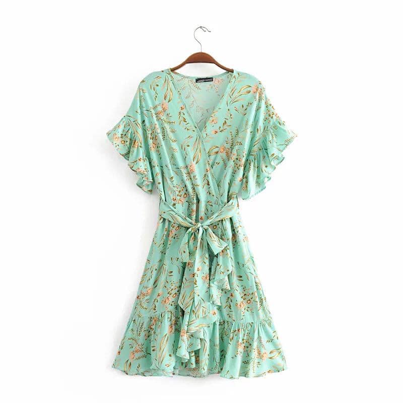 KIKI Floral Wrap Belted Dress
