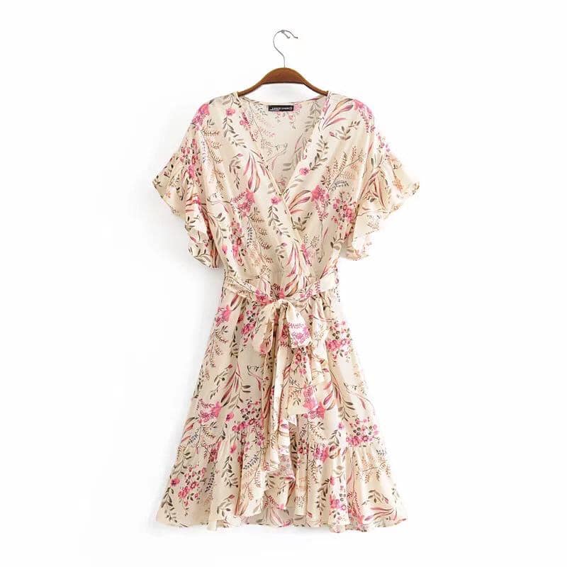 KIKI Floral Wrap Belted Dress