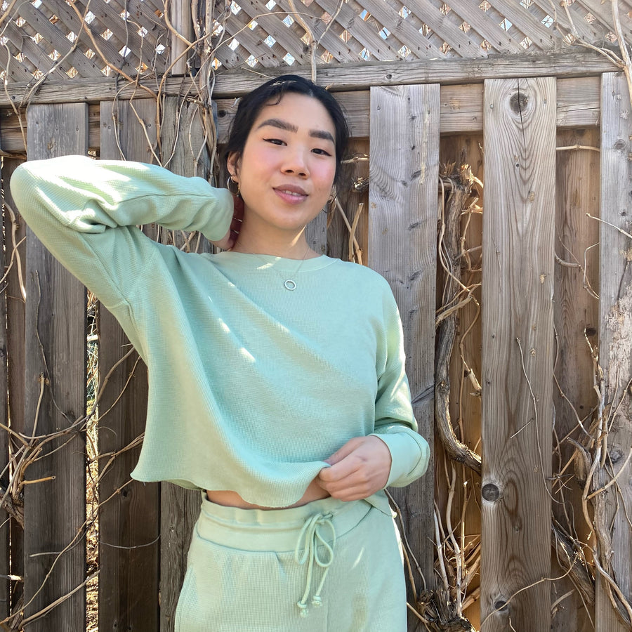 ZURI Waffle Long Sleeve Crop Top