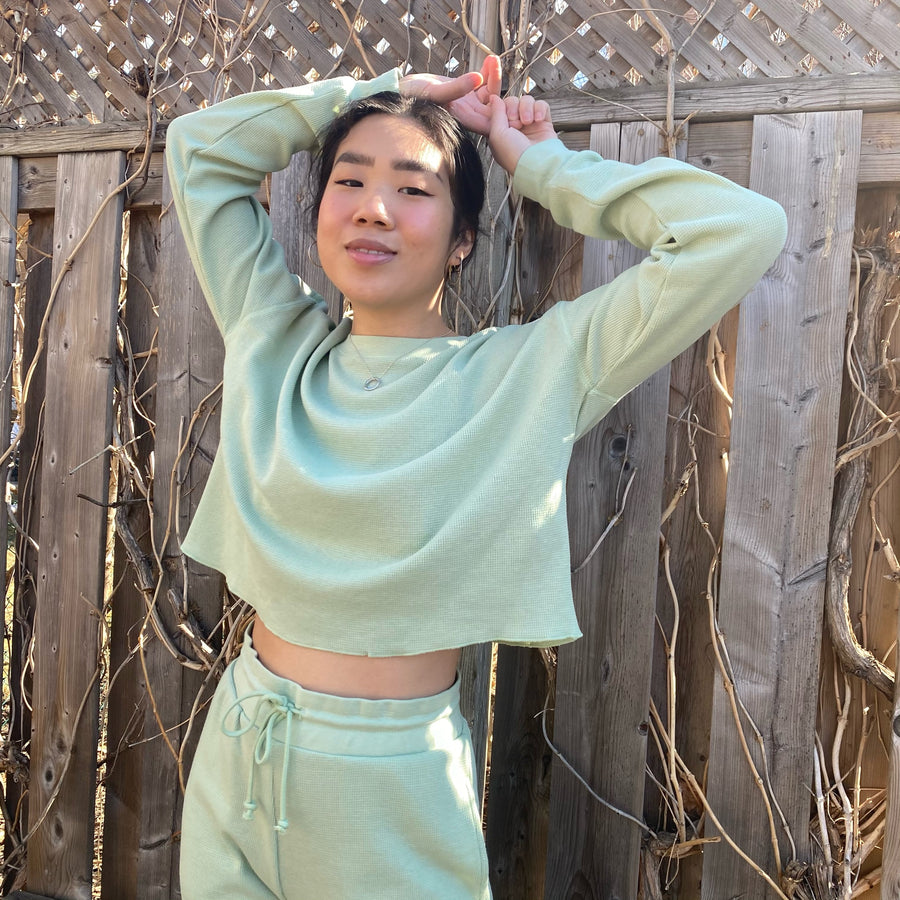 ZURI Waffle Long Sleeve Crop Top