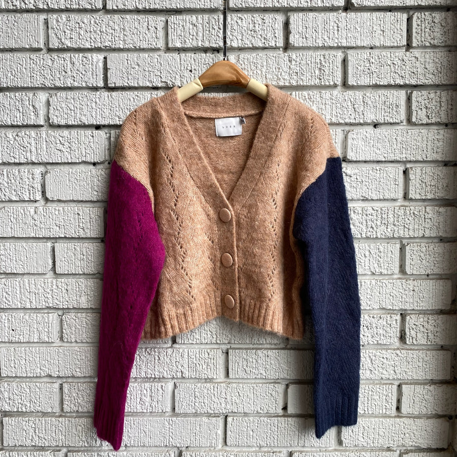ODDETTE Colourblock Knit Cardigan