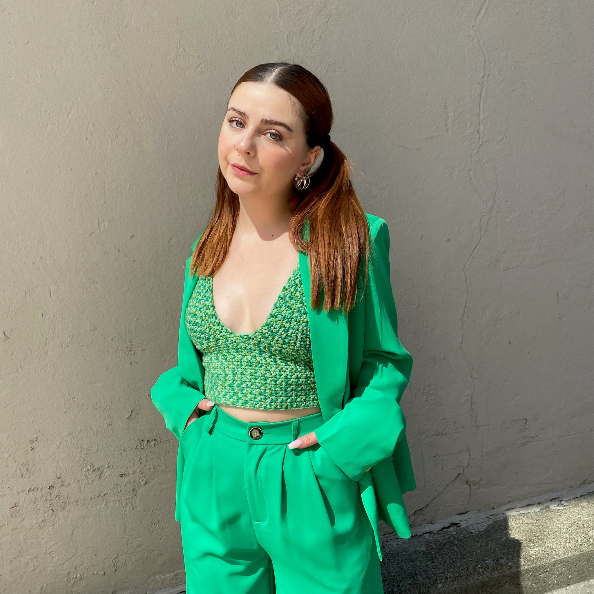 green crochet top