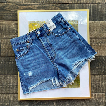 LEVI'S Ribcage Distressed Shorts