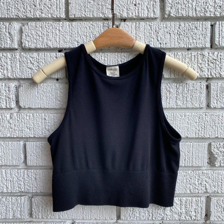 Bamboo High Neck Crop Top
