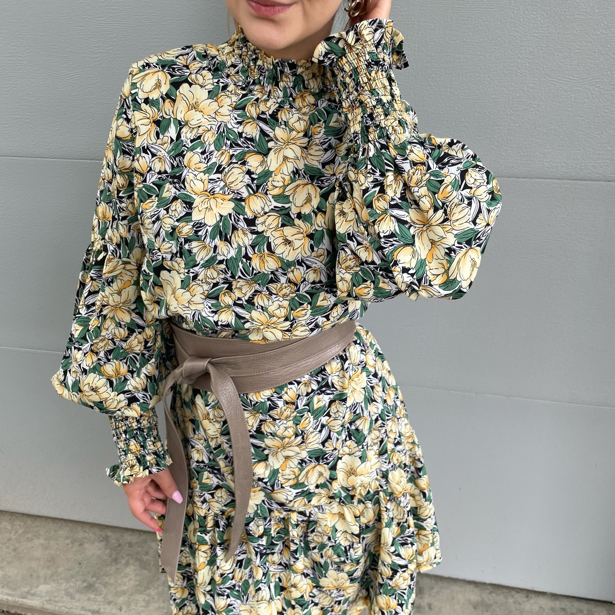 TUSCANY Long Sleeve Floral Dress