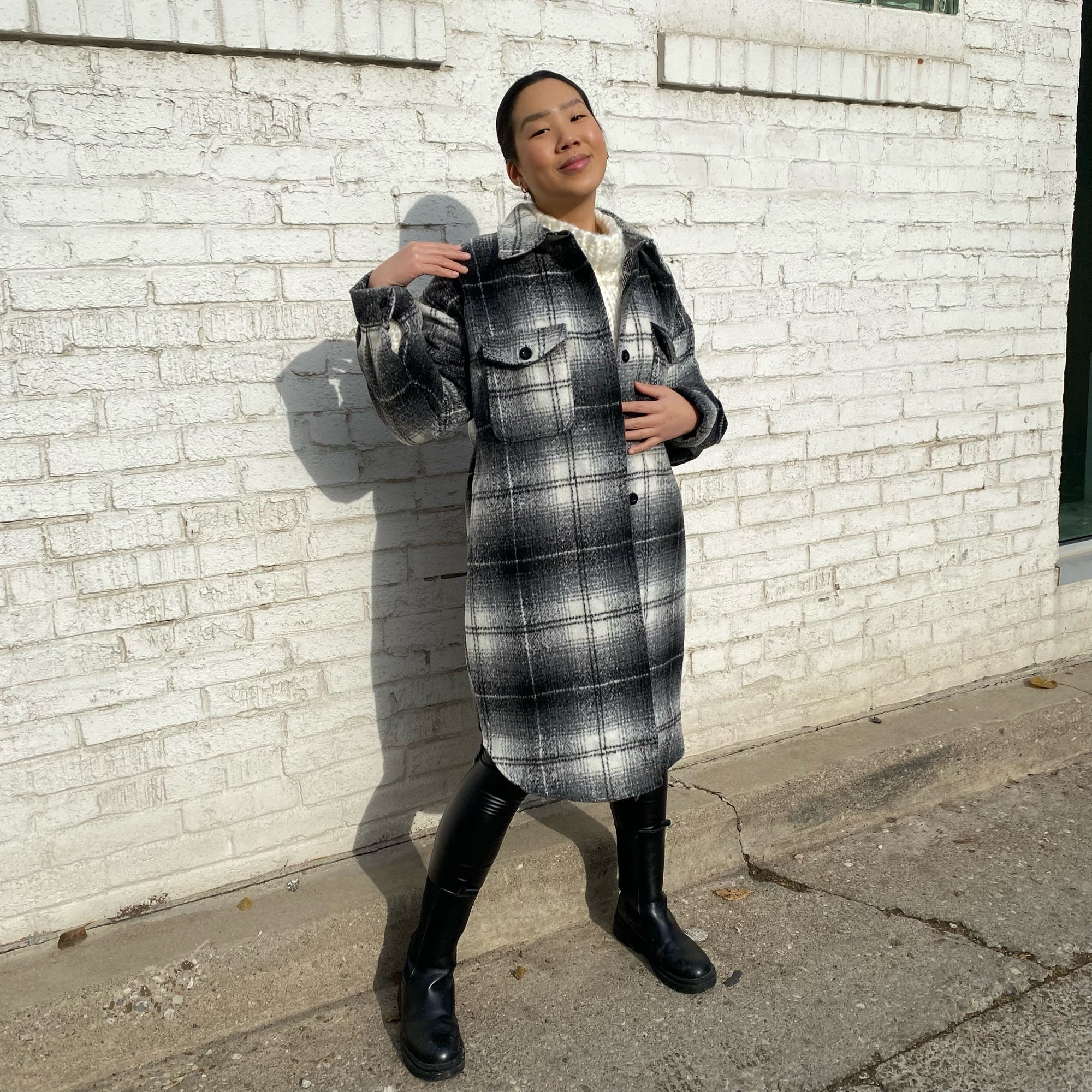 SCOUT Long Plaid Shacket