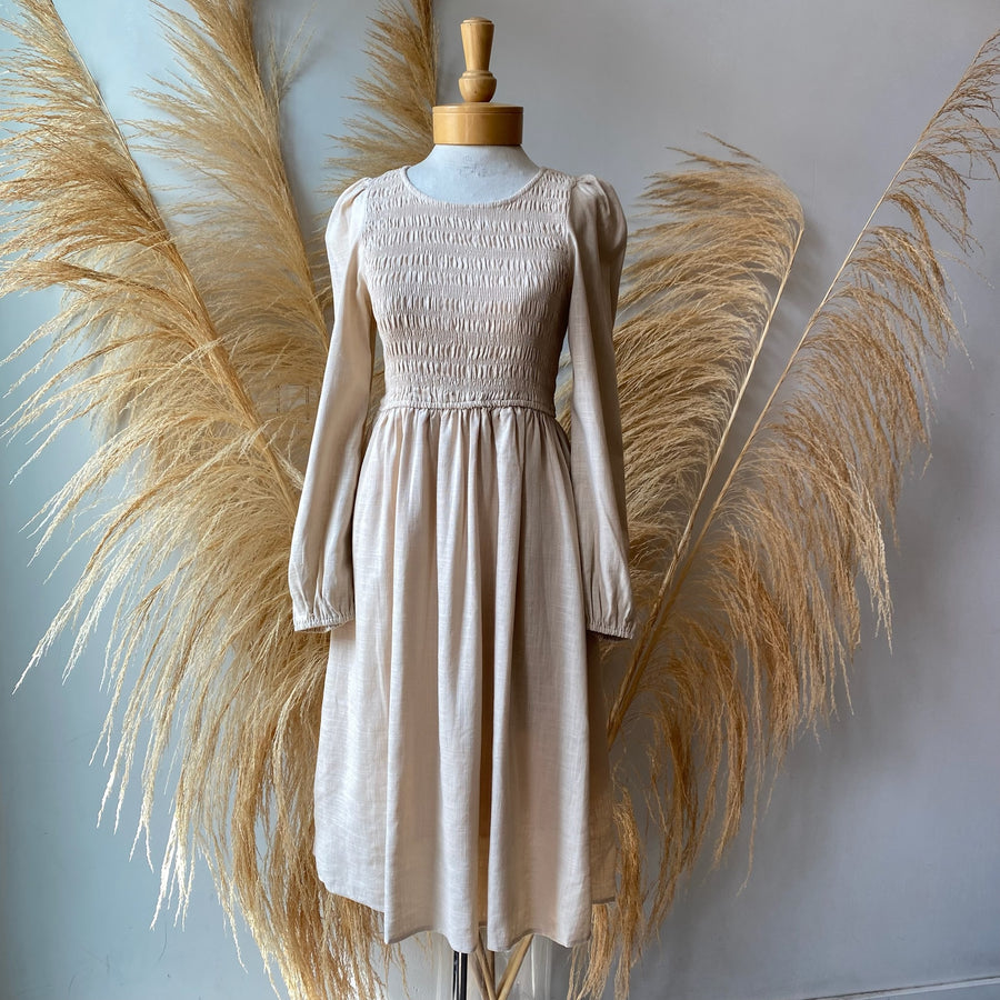 SCARLETT Linen Smocking Dress