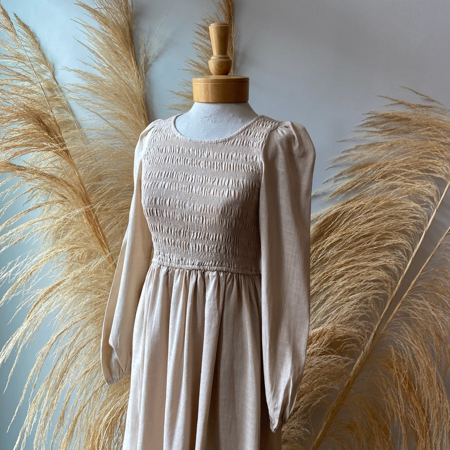 SCARLETT Linen Smocking Dress