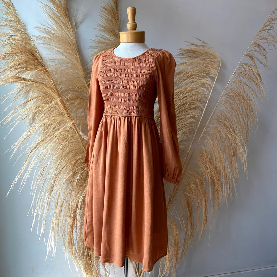 SCARLETT Linen Smocking Dress