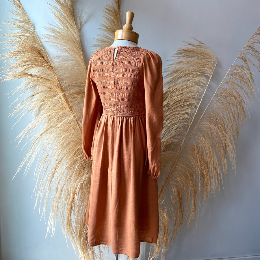 SCARLETT Linen Smocking Dress