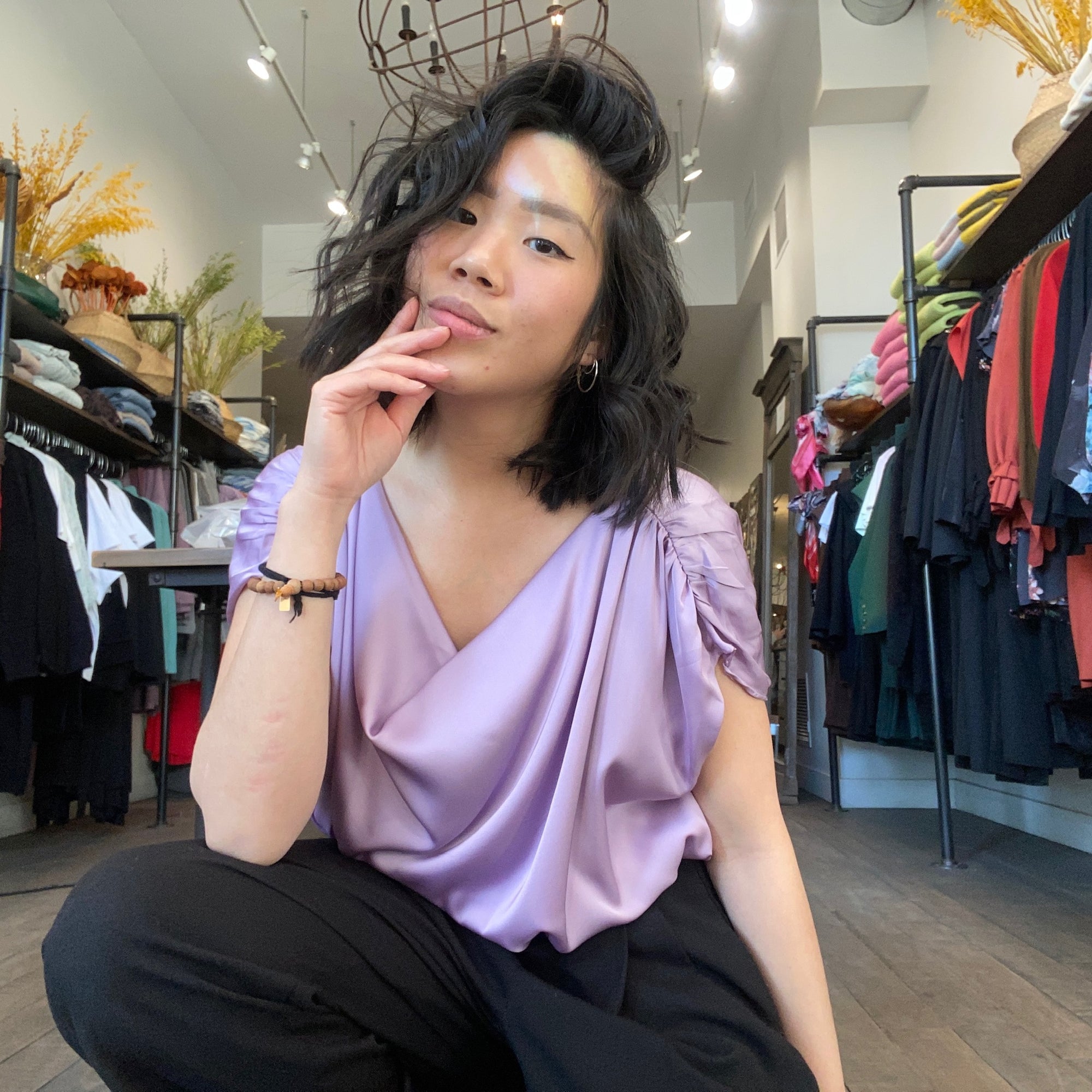 CRYSTAL Cowl Neck Top