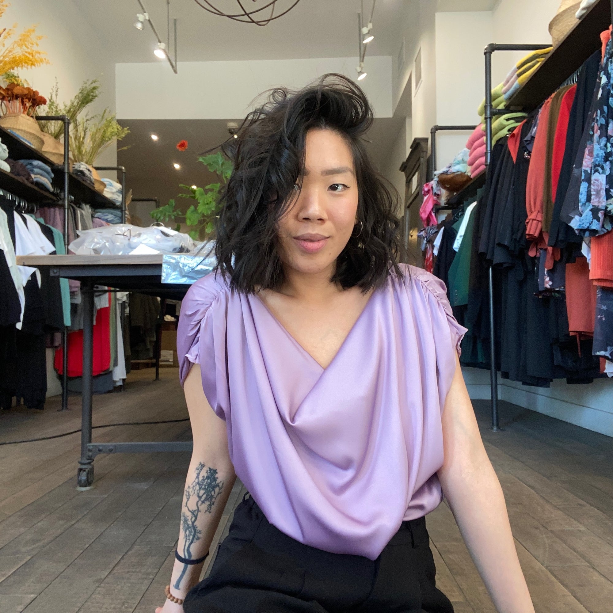 CRYSTAL Cowl Neck Top