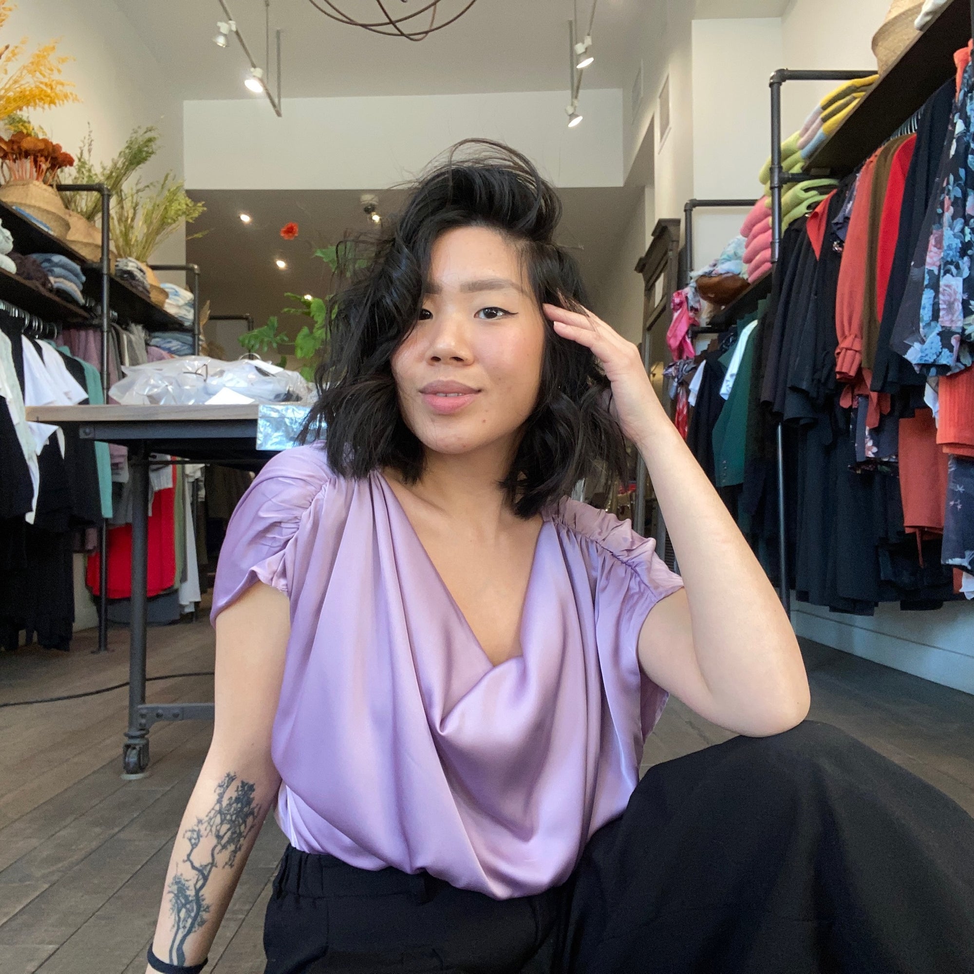CRYSTAL Cowl Neck Top