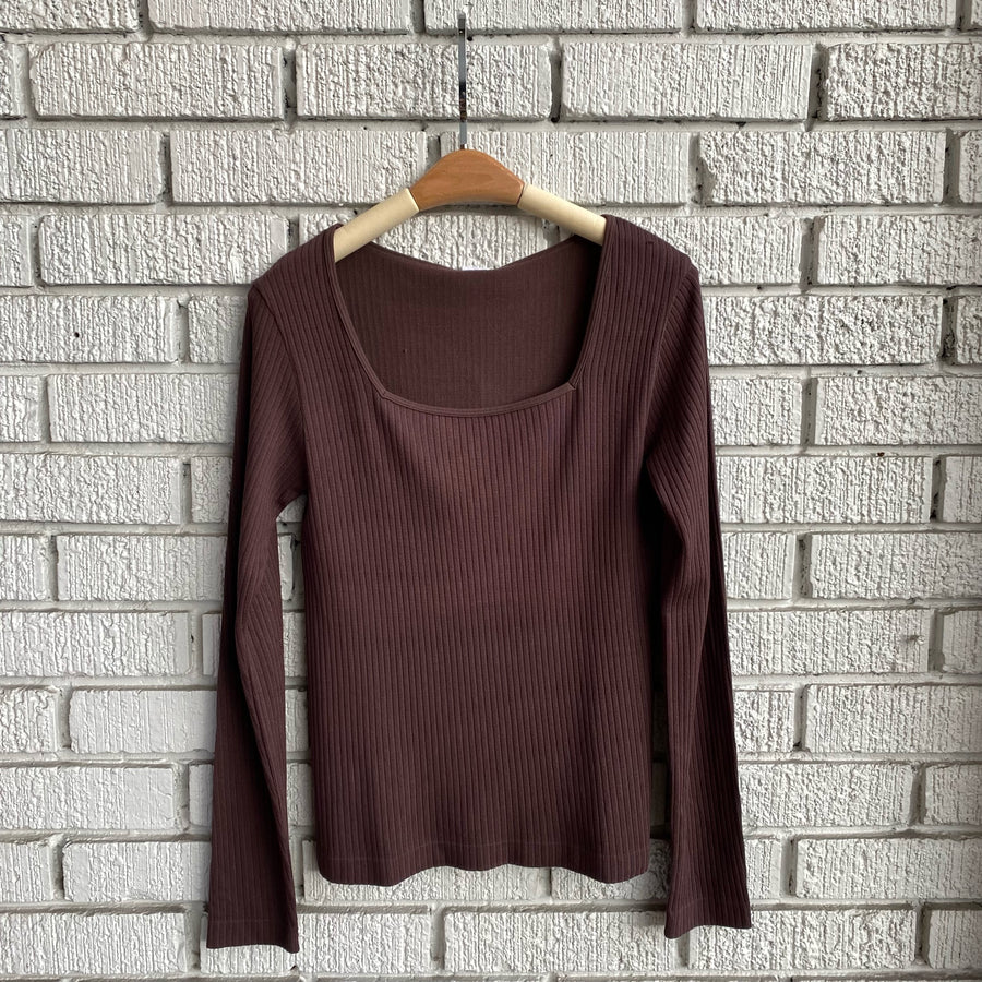 EDA Ribbed Square Neck Top