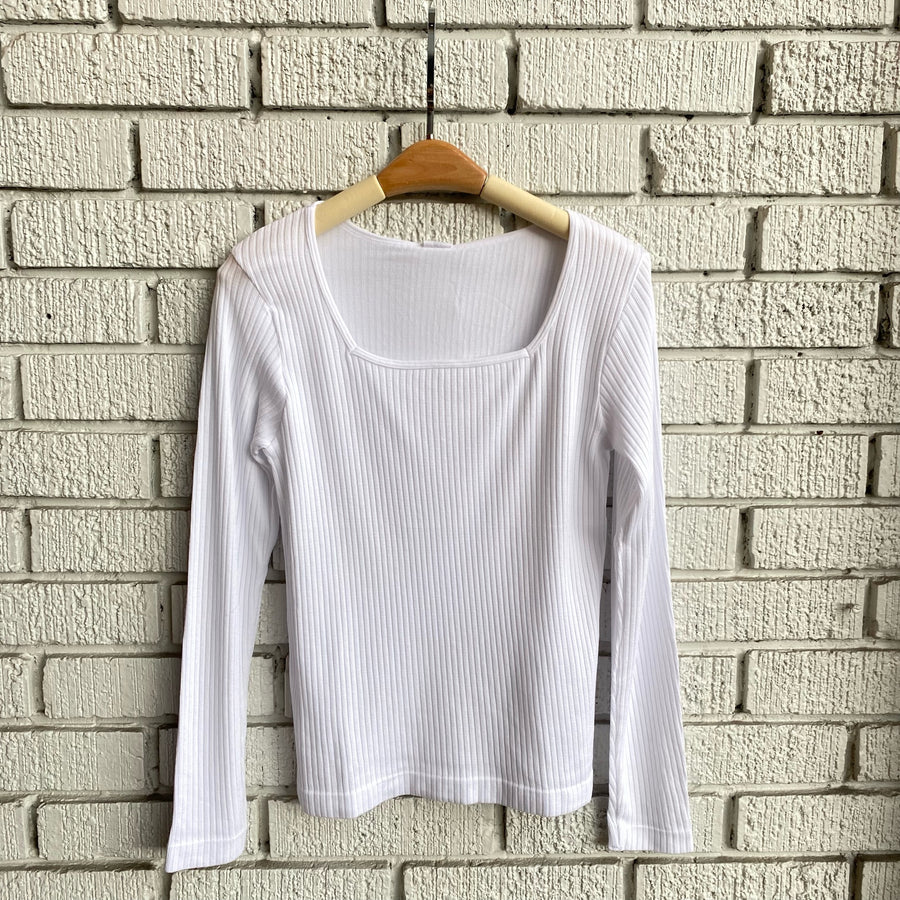 EDA Ribbed Square Neck Top
