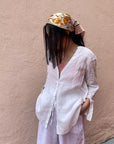 VANESSA V Neck Linen Shirt