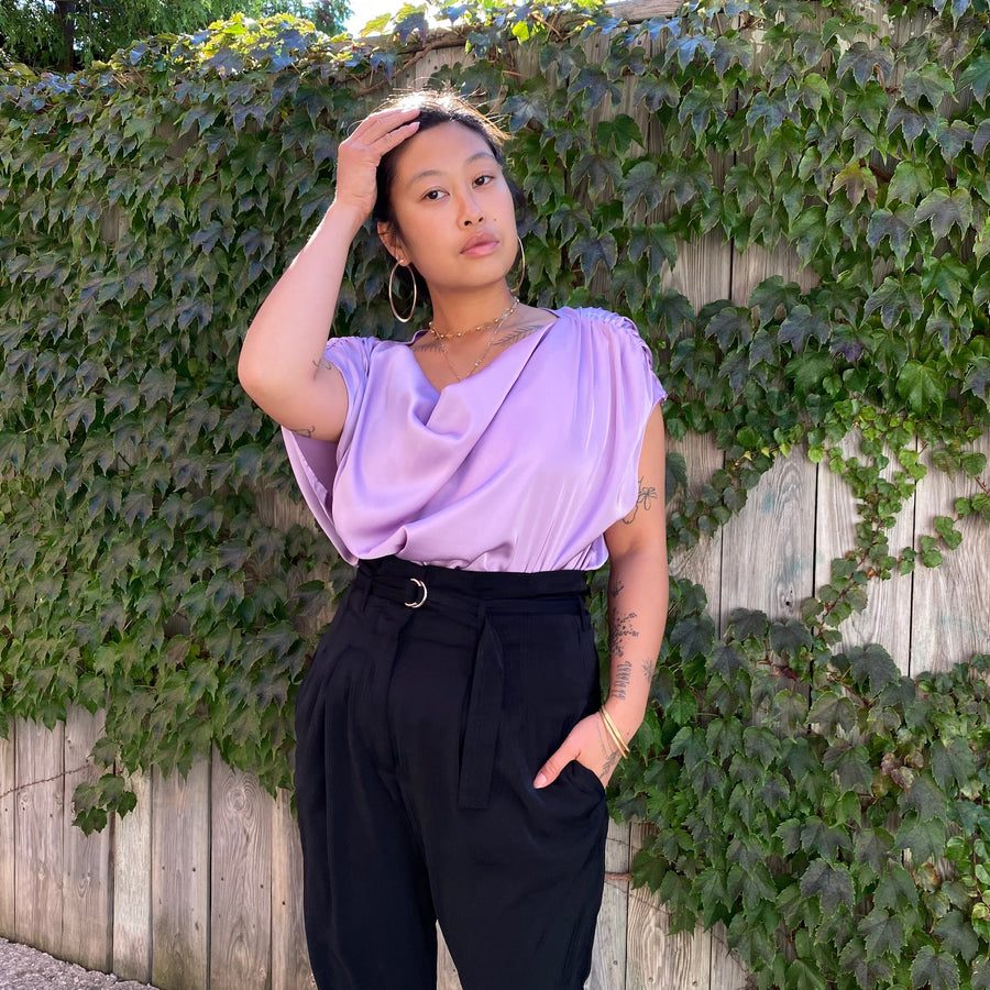 CRYSTAL Cowl Neck Top