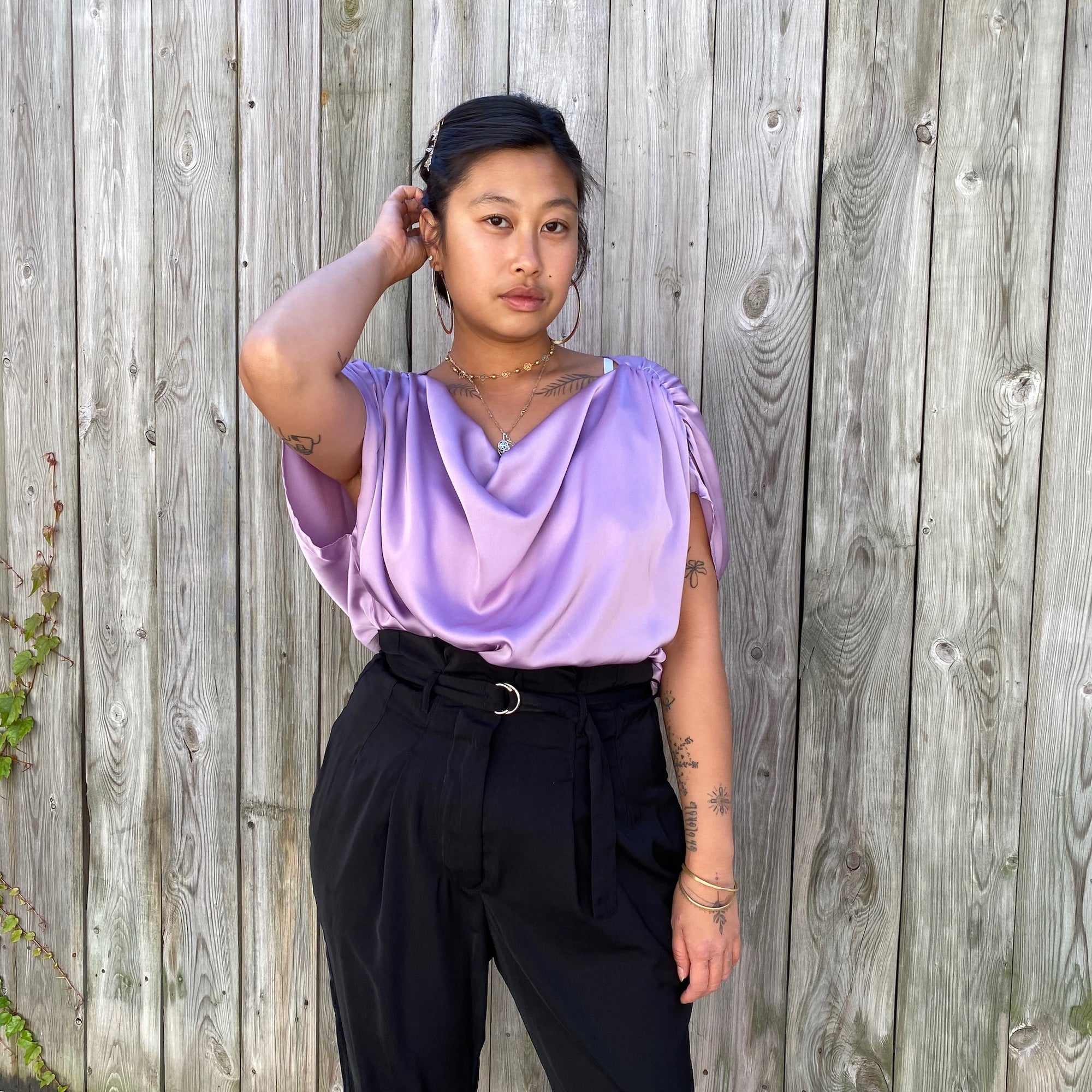 CRYSTAL Cowl Neck Top