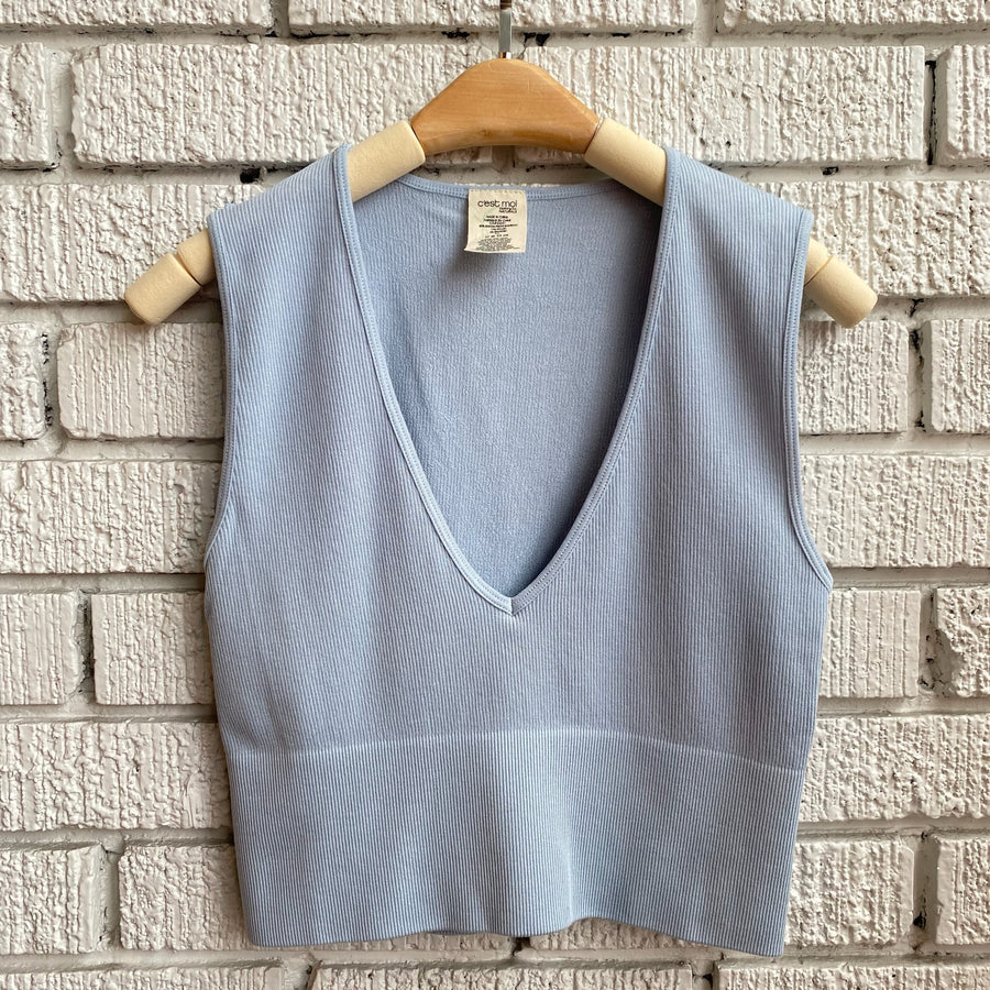 Bamboo Deep V Ribbed Top