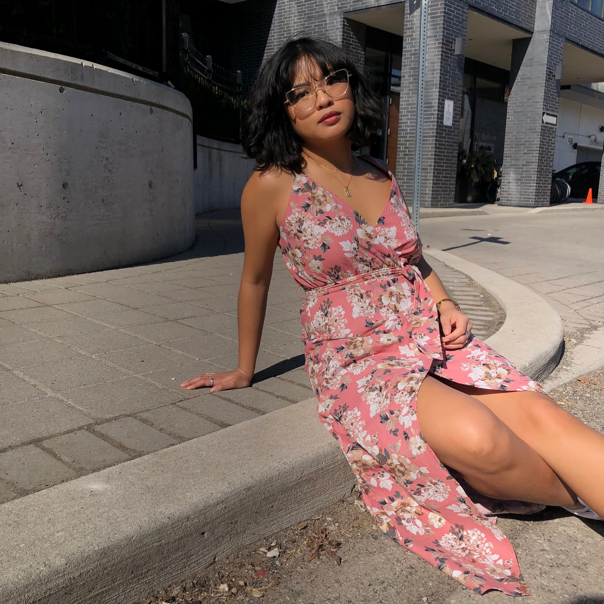 CAREY Front Slit Floral Dress – Risqué Clothing