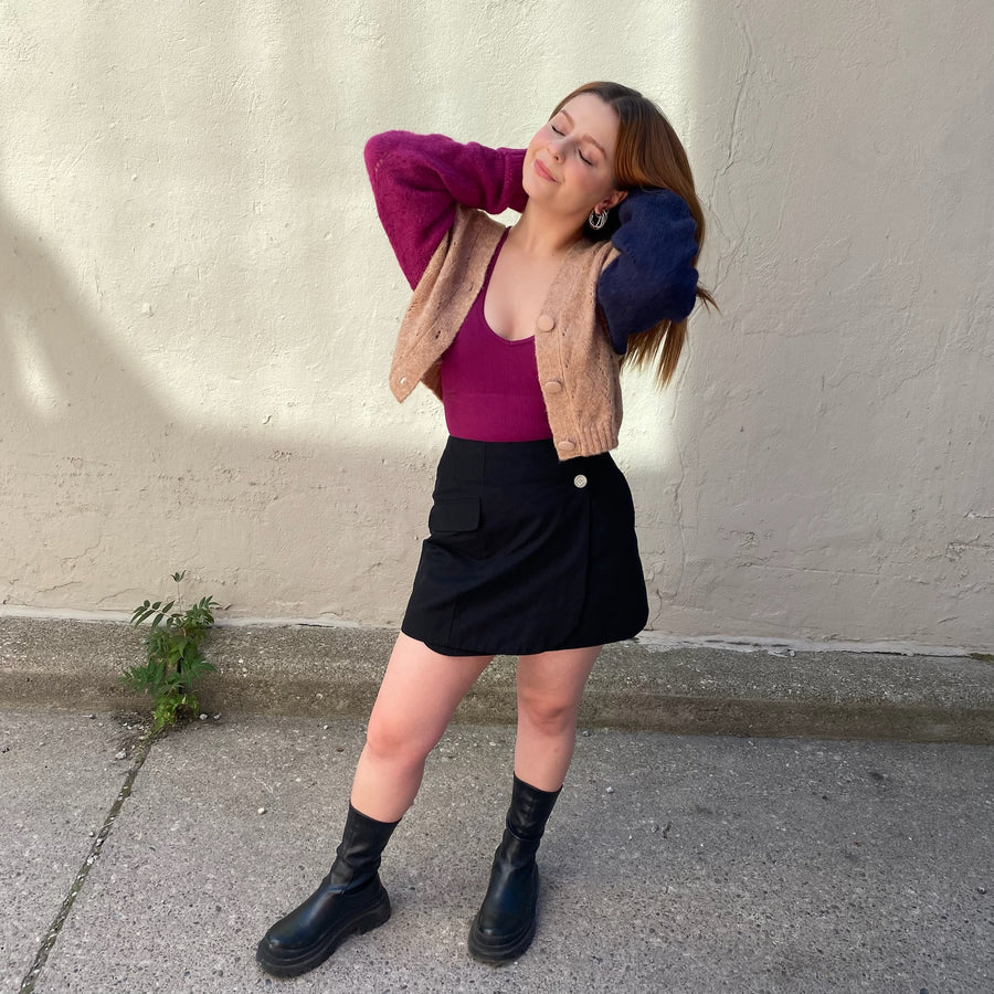ODDETTE Colourblock Knit Cardigan