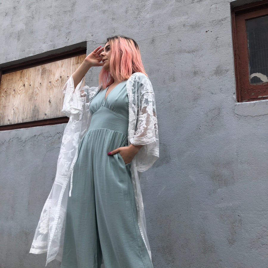 BREEZE Plunge Smocked Jumpsuit