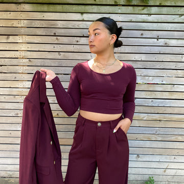 Bamboo Cropped Long Sleeve Top