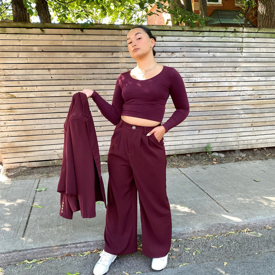Bamboo Cropped Long Sleeve Top