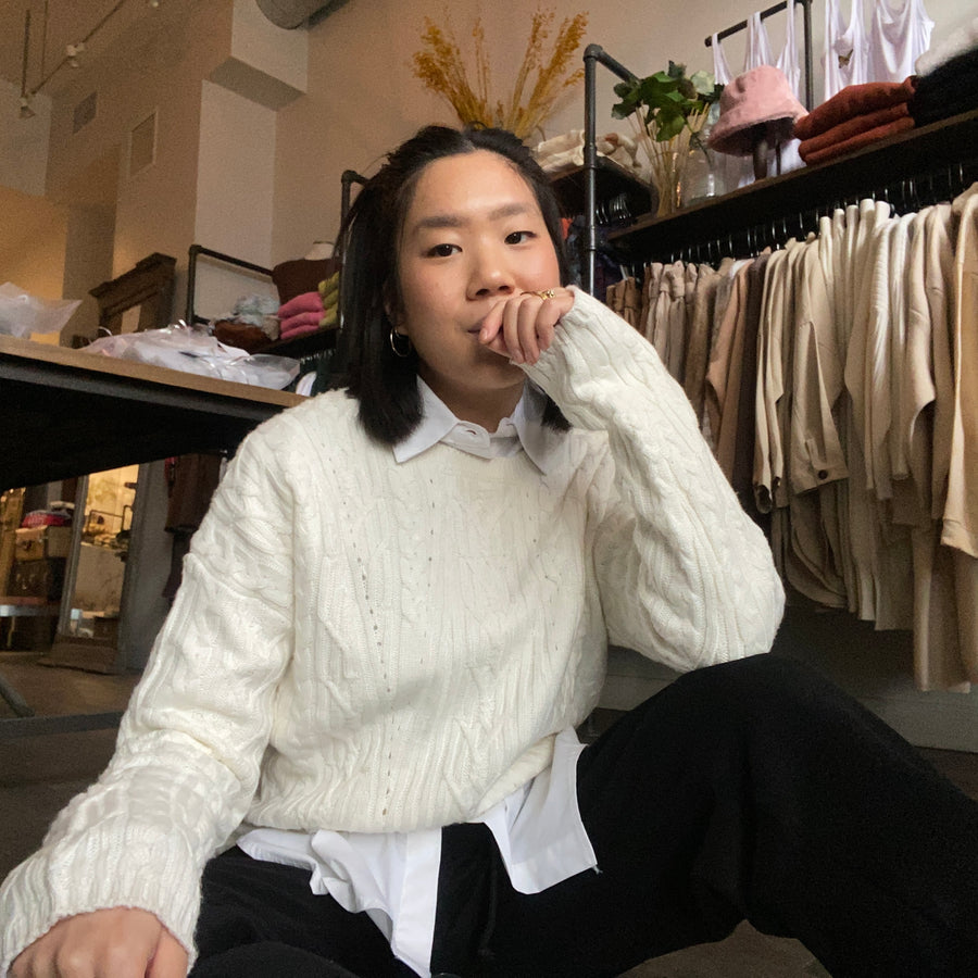 FRANCES Crew Cable Knit Sweater