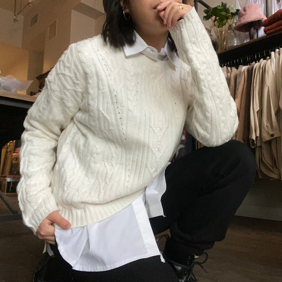 FRANCES Crew Cable Knit Sweater