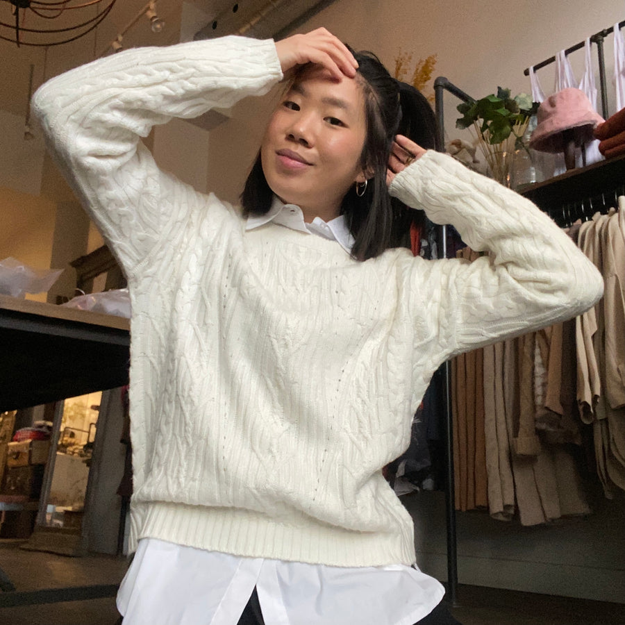 FRANCES Crew Cable Knit Sweater