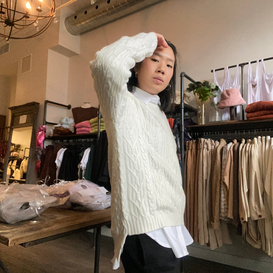FRANCES Crew Cable Knit Sweater
