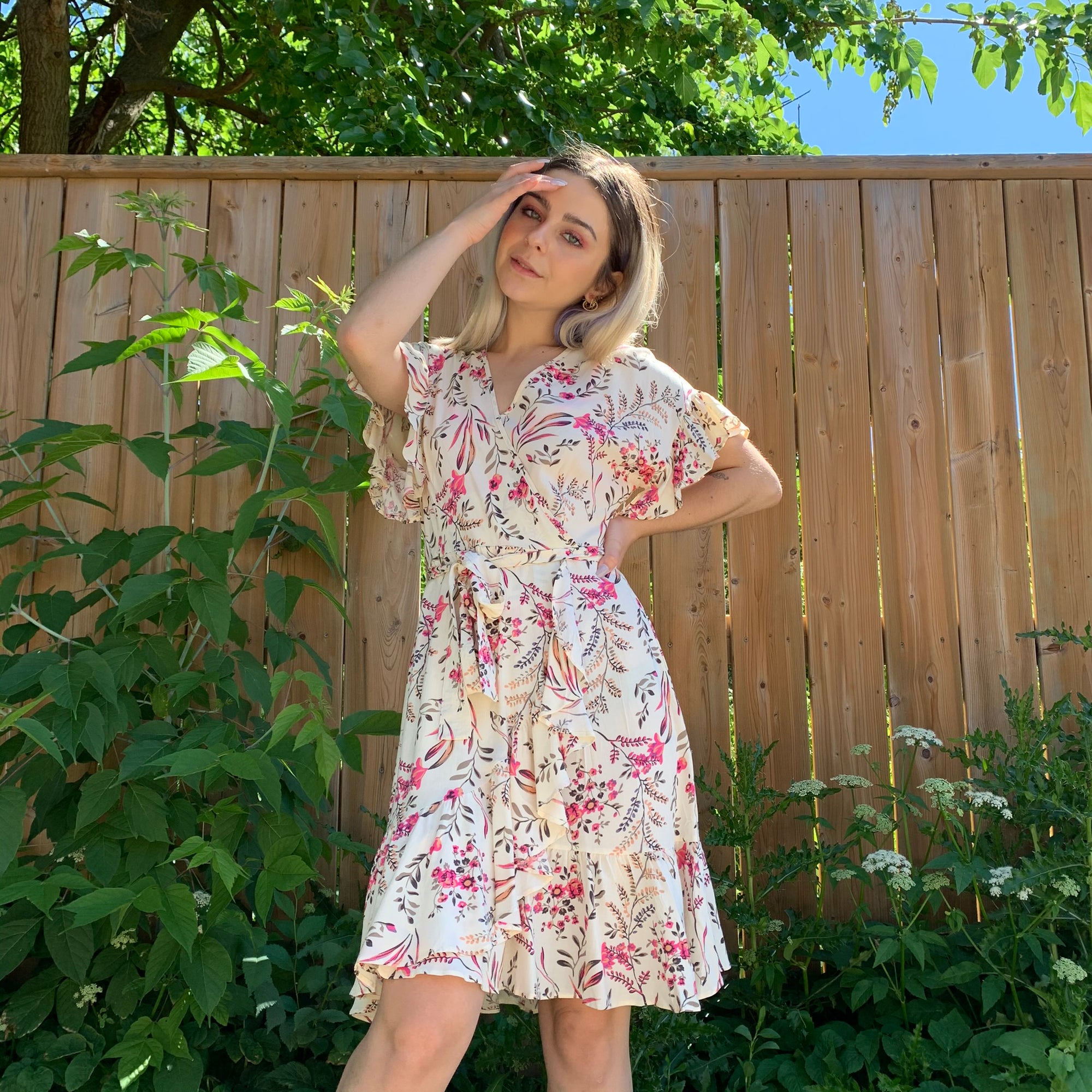 KIKI Floral Wrap Belted Dress