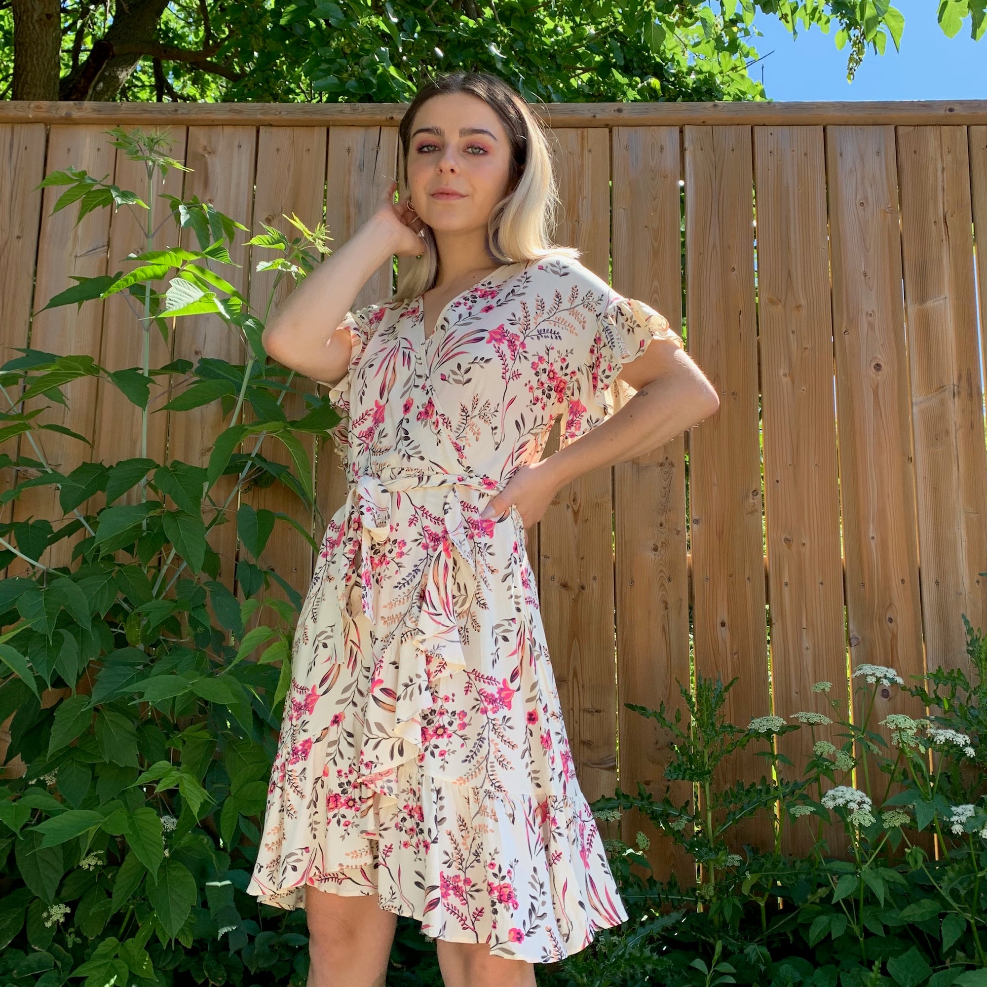 KIKI Floral Wrap Belted Dress